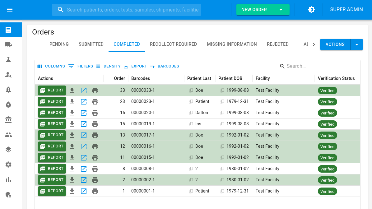 Client portal result view